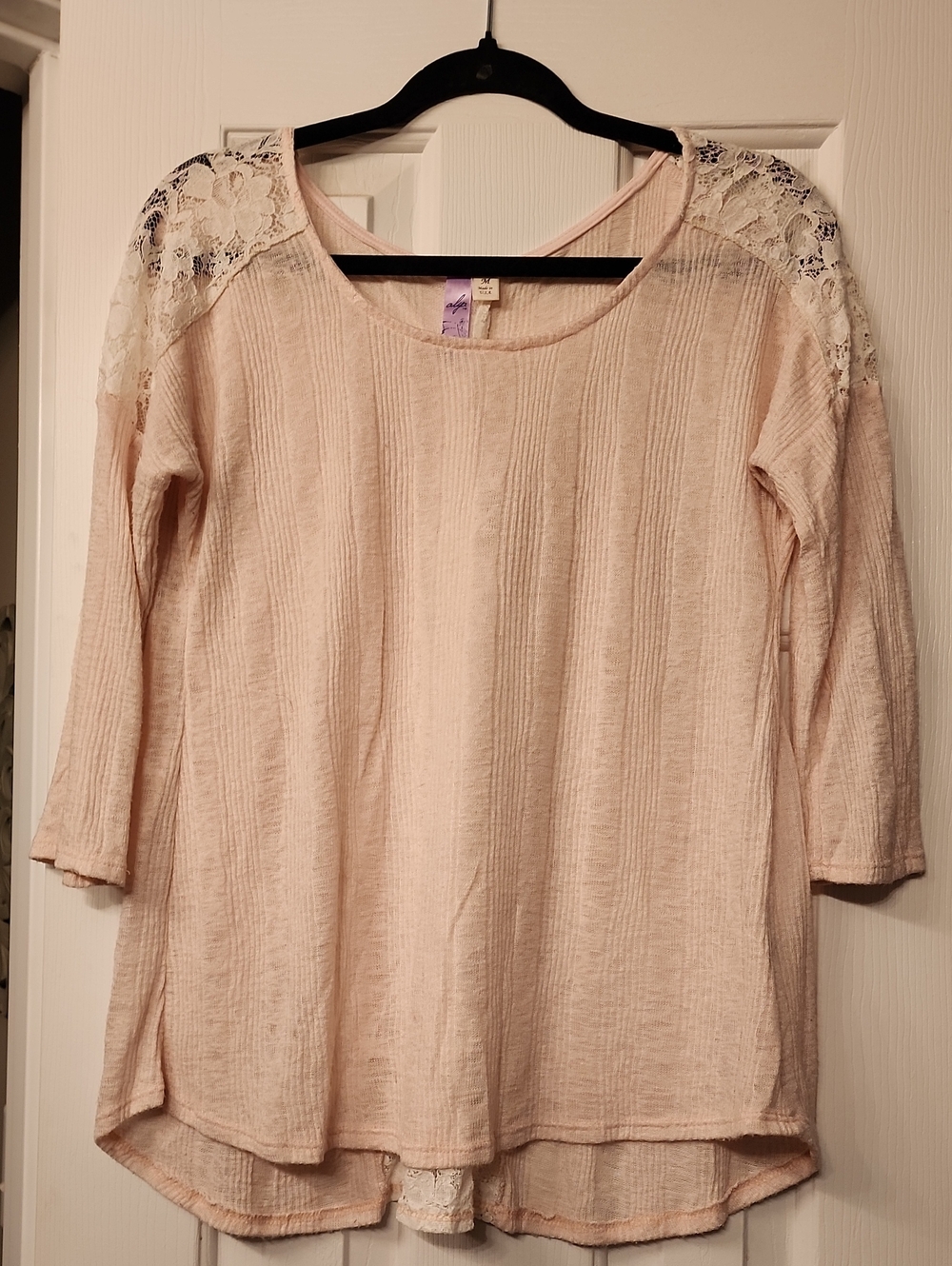 Alya Blush Lace-Shoulder Scoop Neck Tunic
